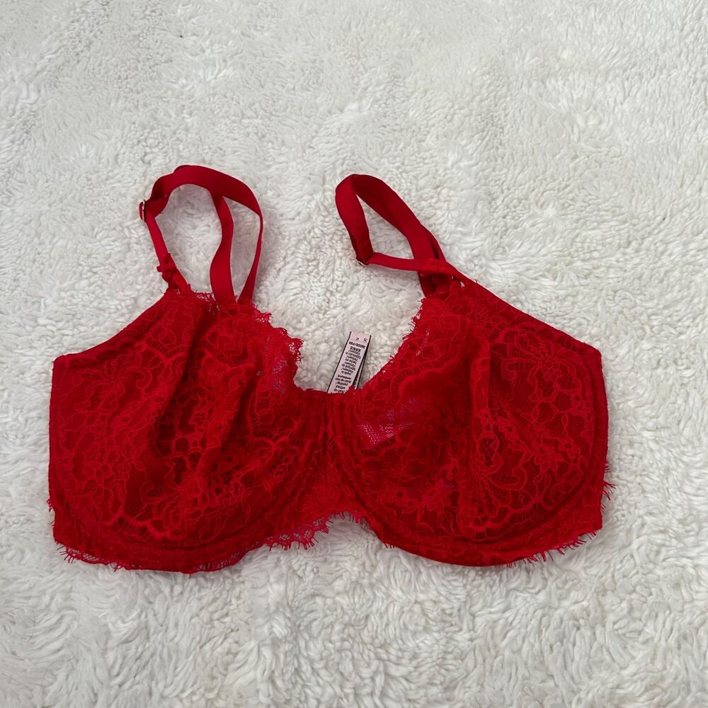 Victoria Secret Womens Underwire Bra Lace in Red Sexy Soft Lingerie Sz 36DDD